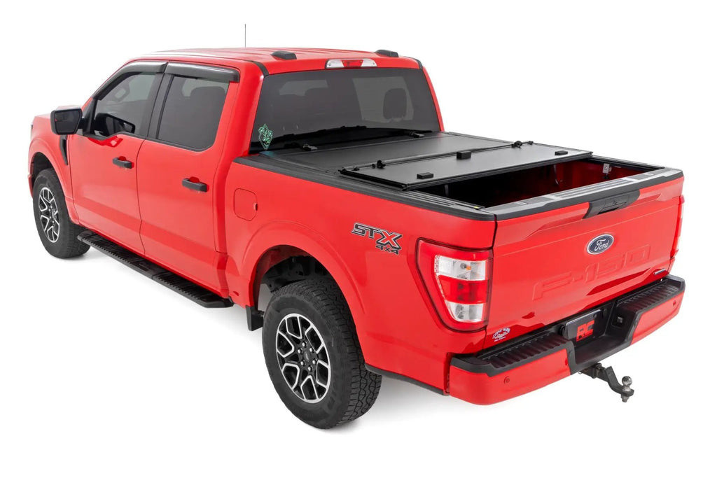 Hard Tri-Fold Flip Up Bed Cover | 5'7" Bed | Ford F-150 2WD/4WD (2015-2020) by Rough Country