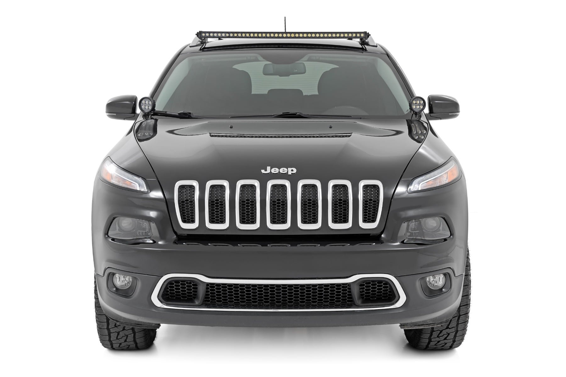 LED Light Kit | Roof Mount | 40" Black Single Row | Jeep Cherokee KL (14-23) by Rough Country