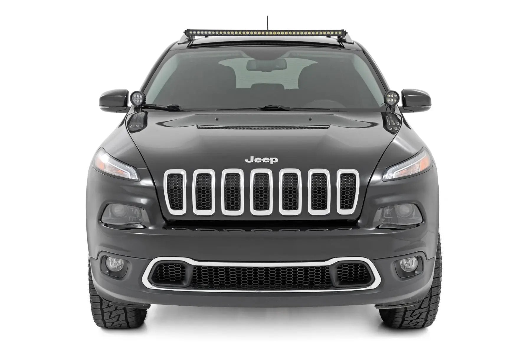 LED Light Kit | Roof Mount | 40" Black Single Row | Jeep Cherokee KL (14-23) by Rough Country