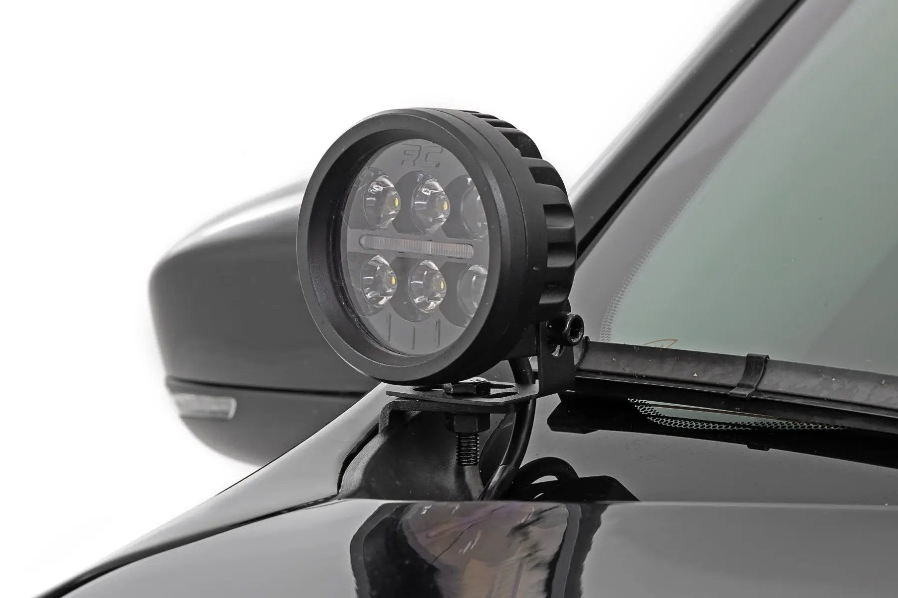 LED Light Kit | Ditch Mount | Black Series Round | 3.5 Inch | Amber DRL | Jeep Cherokee KL (14-21) by Rough Country