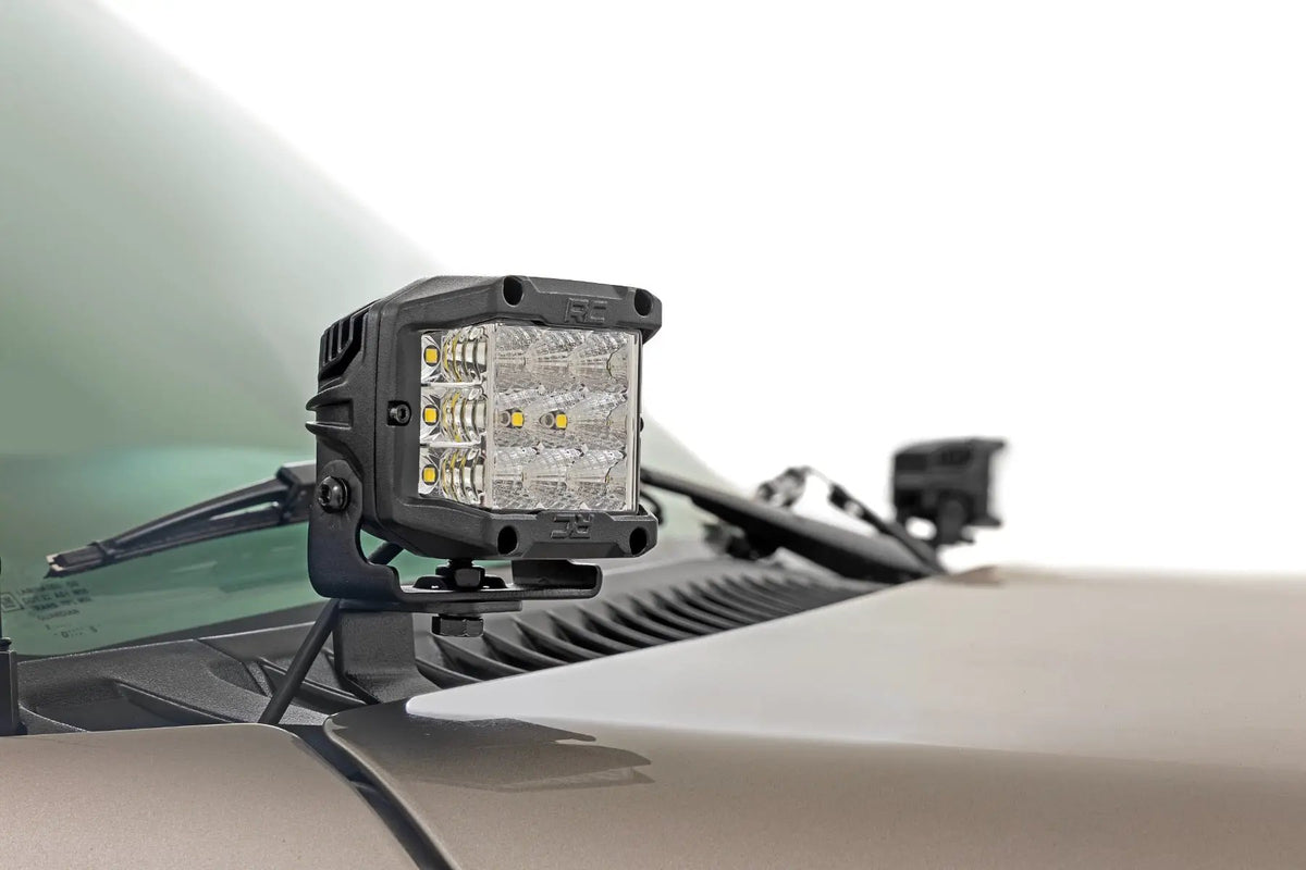 LED Light Kit | Ditch Mount | Black Series Round | 3.5 Inch | Amber DRL | Chevy 1500 (99-06) by Rough Country