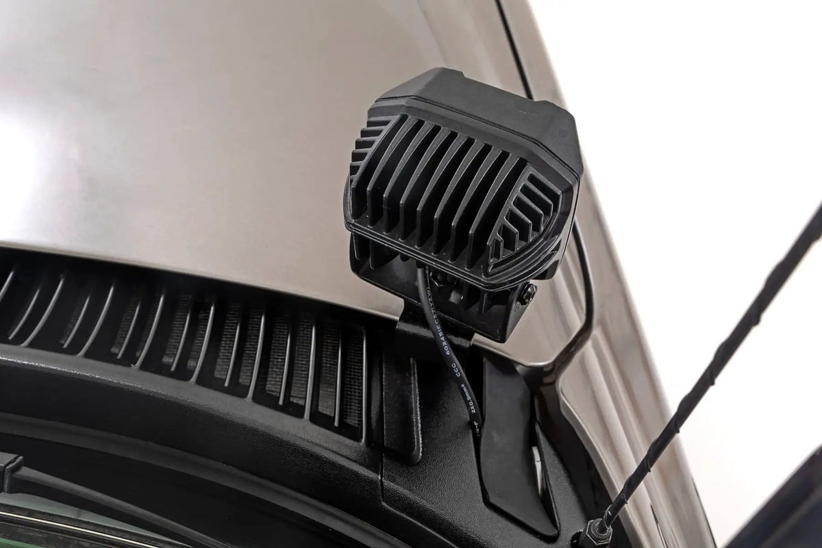 LED Light Kit | Ditch Mount | Black Series Round | 3.5 Inch | Amber DRL | Chevy 1500 (99-06) by Rough Country