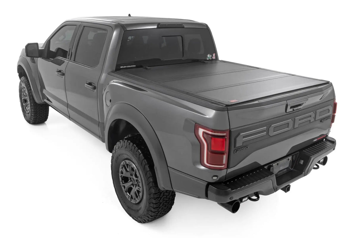 Hard Tri-Fold Flip Up Bed Cover | 5'7" Bed | Ford F-150 (21-26)/F-150 Lightning (22-26) by Rough Country