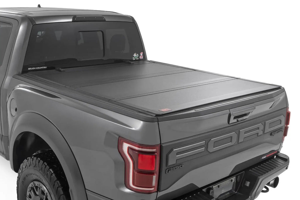 Hard Tri-Fold Flip Up Bed Cover | 5'7" Bed | Ford F-150 (21-26)/F-150 Lightning (22-26) by Rough Country