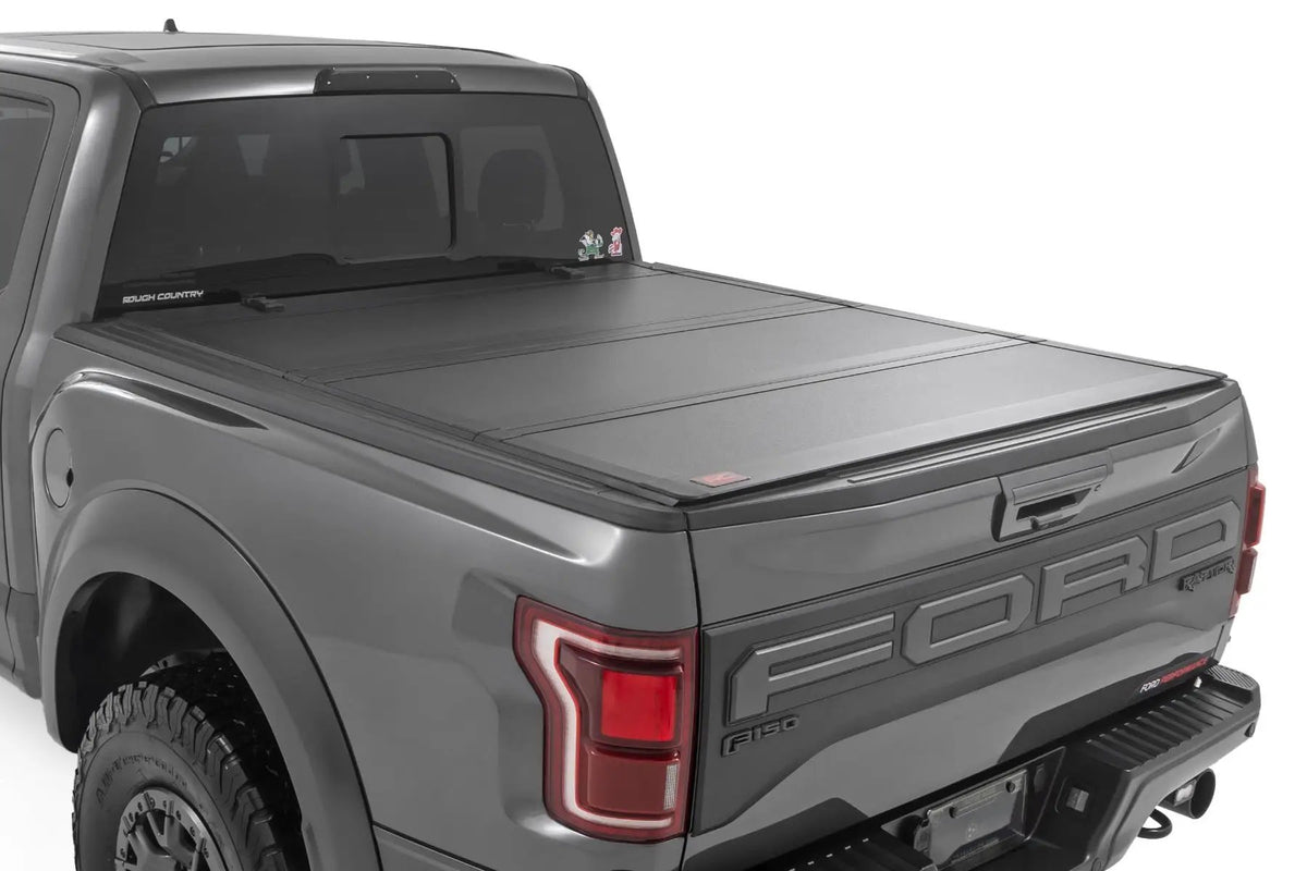 Hard Tri-Fold Flip Up Bed Cover | 5'7" Bed | Ford F-150 (21-26)/F-150 Lightning (22-26) by Rough Country
