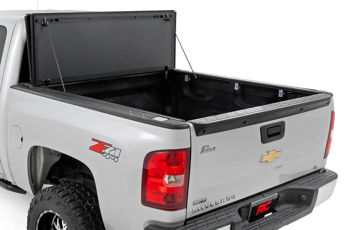 Hard Tri-Fold Flip Up Bed Cover | 5'9" Bed | Chevy/GMC 1500 (07-13) by Rough Country