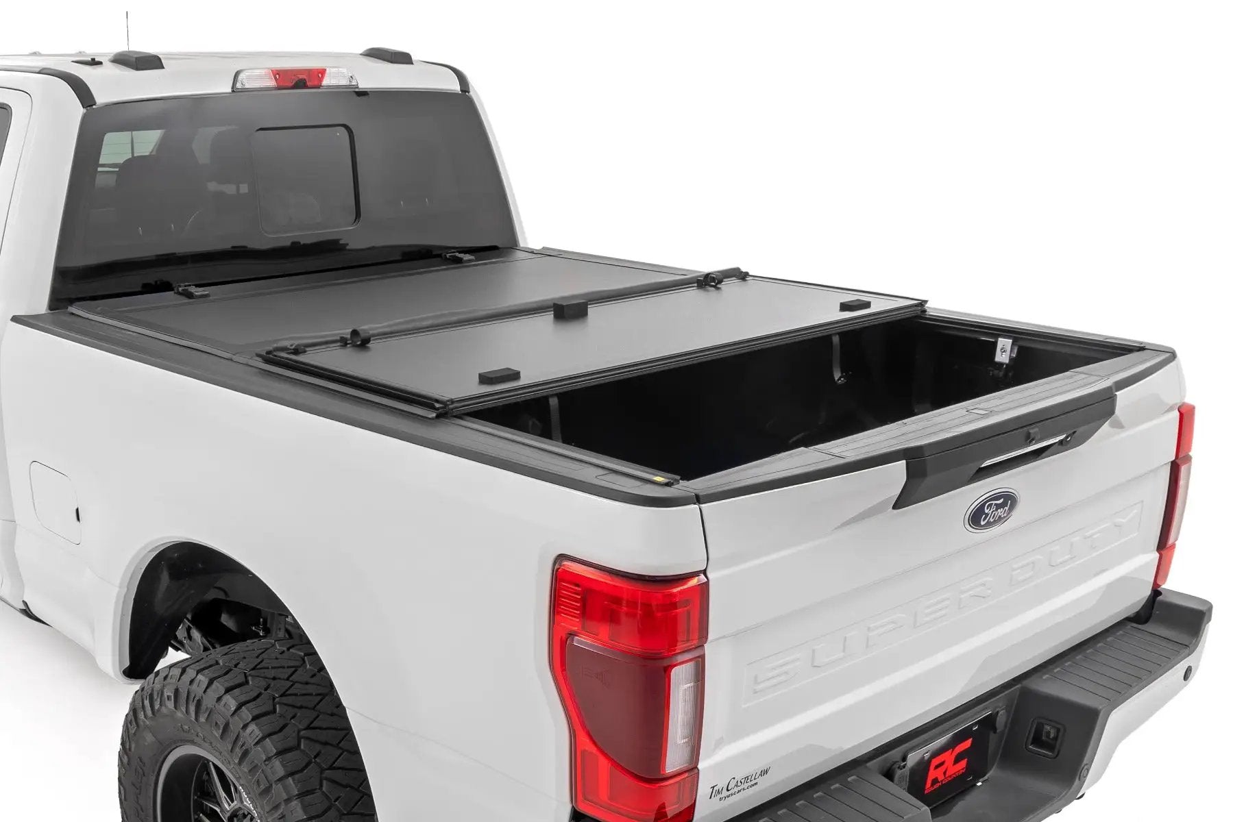 Hard Tri-Fold Flip Up Bed Cover | 6'10" Bed | Ford F-250/F-350 Super Duty (17-26) by Rough Country