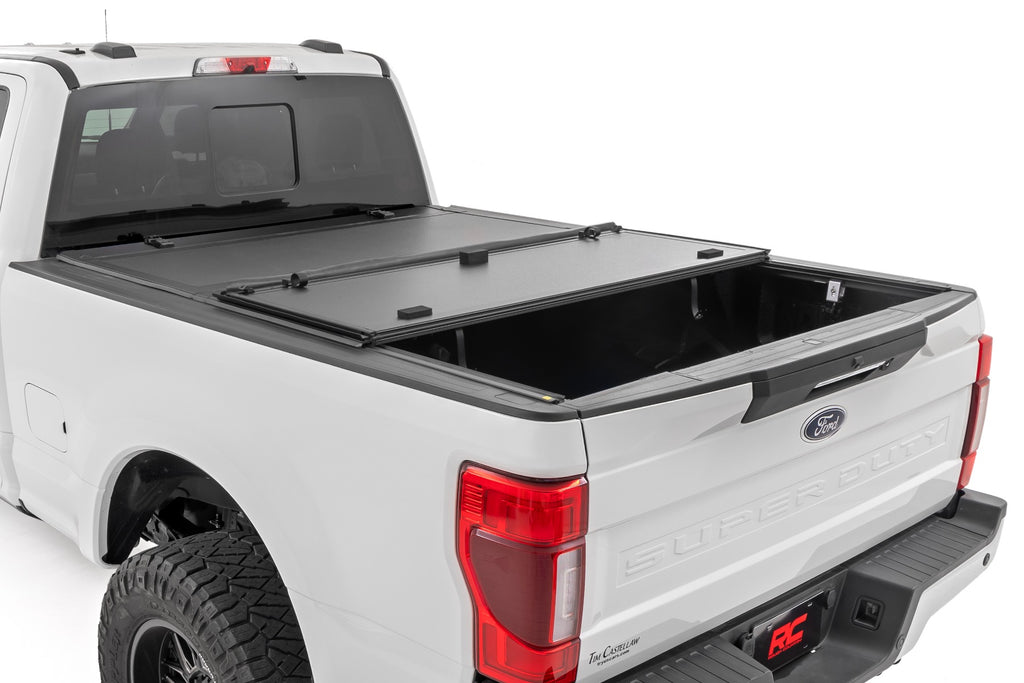 Hard Tri-Fold Flip Up Bed Cover | 6'10" Bed | Ford F-250/F-350 Super Duty (17-26) by Rough Country