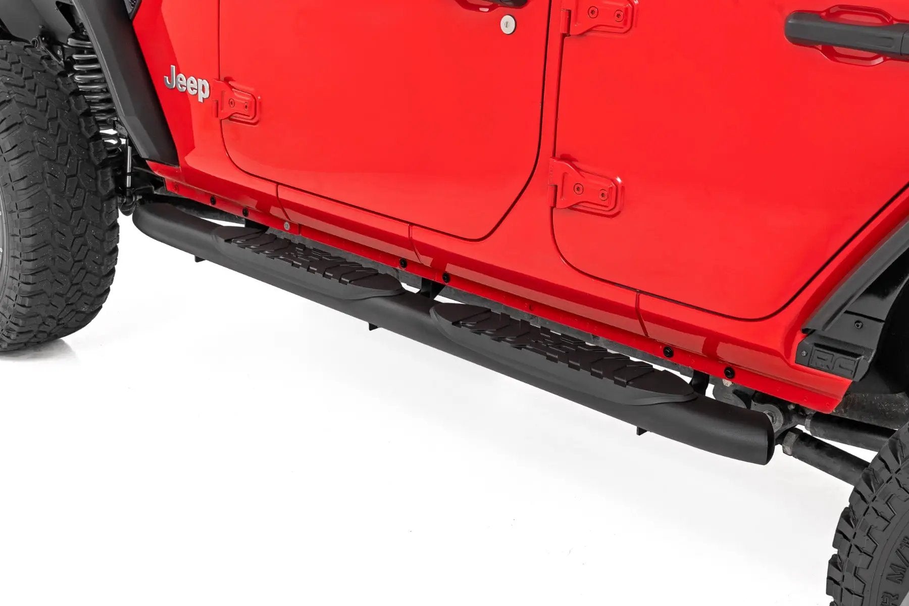 Oval Nerf Steps | 4 Door | Black | Jeep Wrangler Unlimited 4WD (2018-2026) by Rough Country