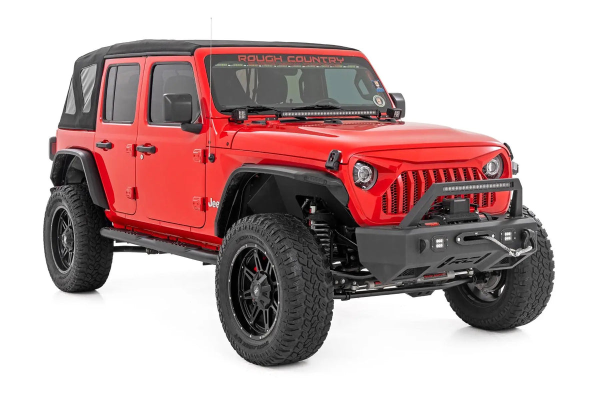 Oval Nerf Steps | 4 Door | Black | Jeep Wrangler Unlimited 4WD (2018-2026) by Rough Country
