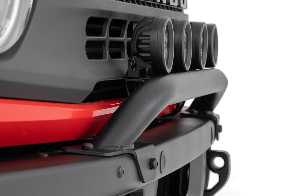 Light Bar Mount | 3.5" Round LED (Quad) | Black | Amber DRL | OE Modular Steel | Ford Bronco (21-24) by Rough Country