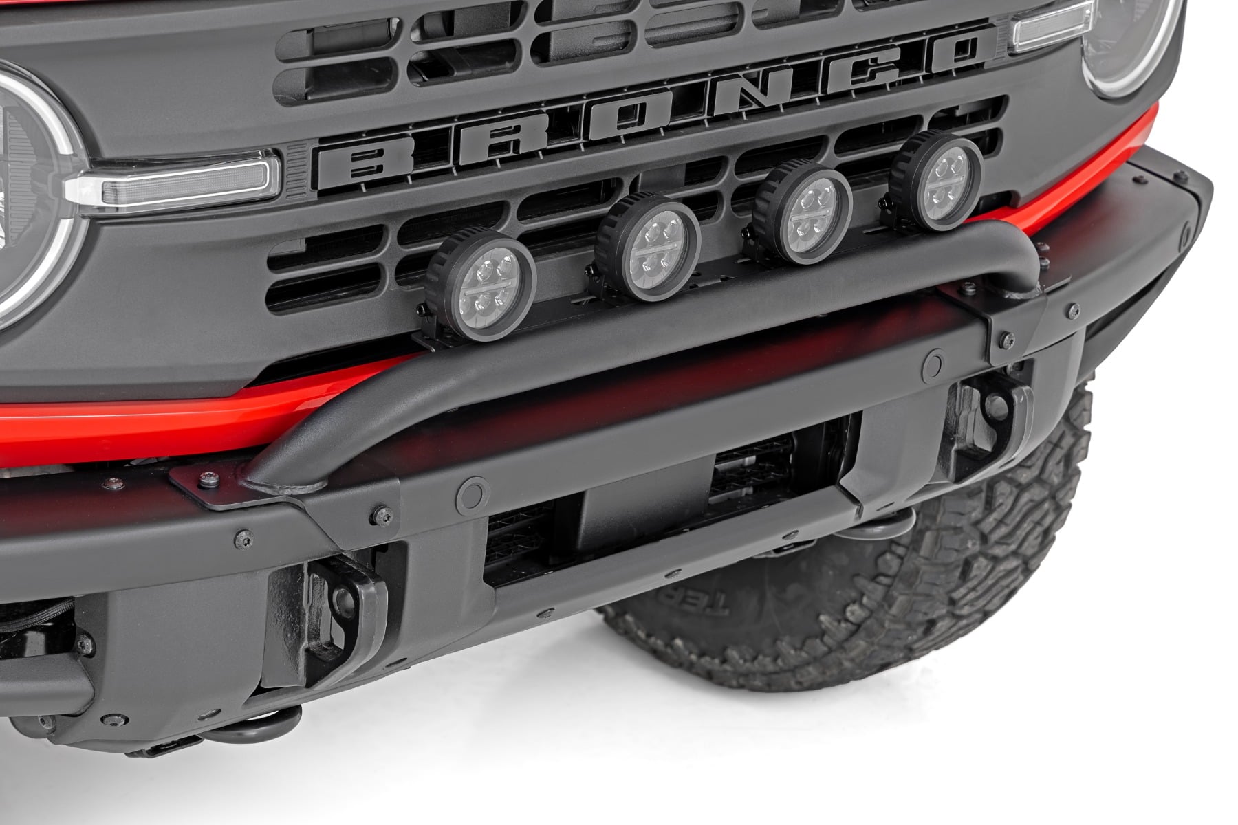 Light Bar Mount | 3.5" Round LED (Quad) | Black | Amber DRL | OE Modular Steel | Ford Bronco (21-24) by Rough Country