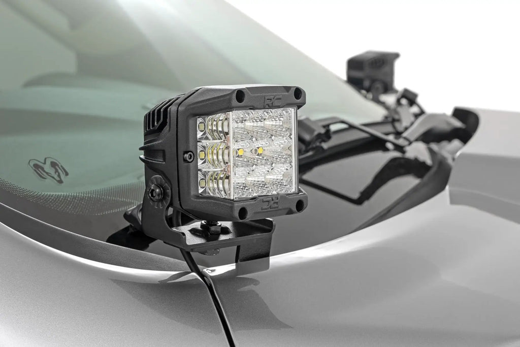 LED Light Kit | Ditch Mount | Black Series Round | 3.5 Inch | Amber DRL | Ram 1500 (19-26) by Rough Country