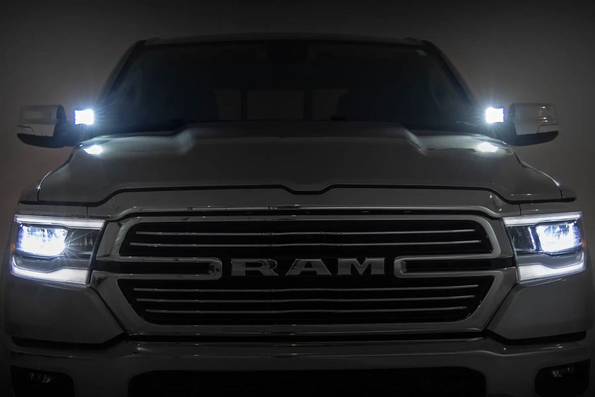 LED Light Kit | Ditch Mount | Black Series Round | 3.5 Inch | Amber DRL | Ram 1500 (19-26)