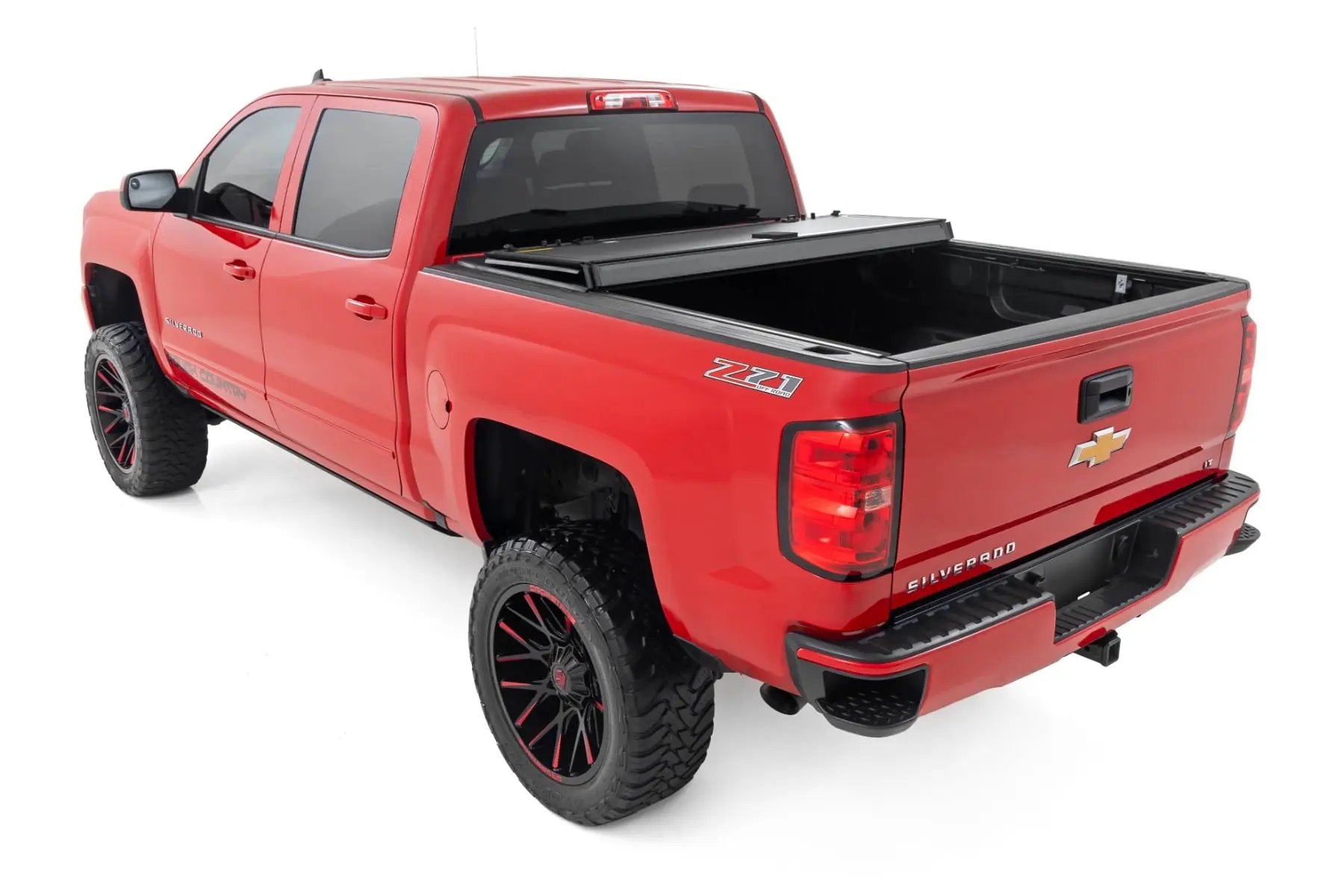 Hard Tri-Fold Flip Up Bed Cover | 6'7" Bed | Rail Cap | Chevy/GMC 1500/2500HD/3500HD (14-19) by Rough Country