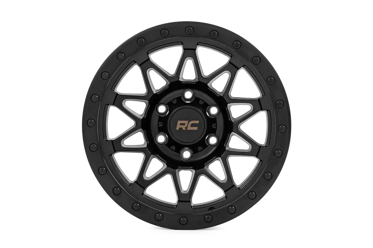 Rough Country 78 Series Wheel | Simulated Beadlock | Black | 18x9 | 5x5 | -12mm by Rough Country