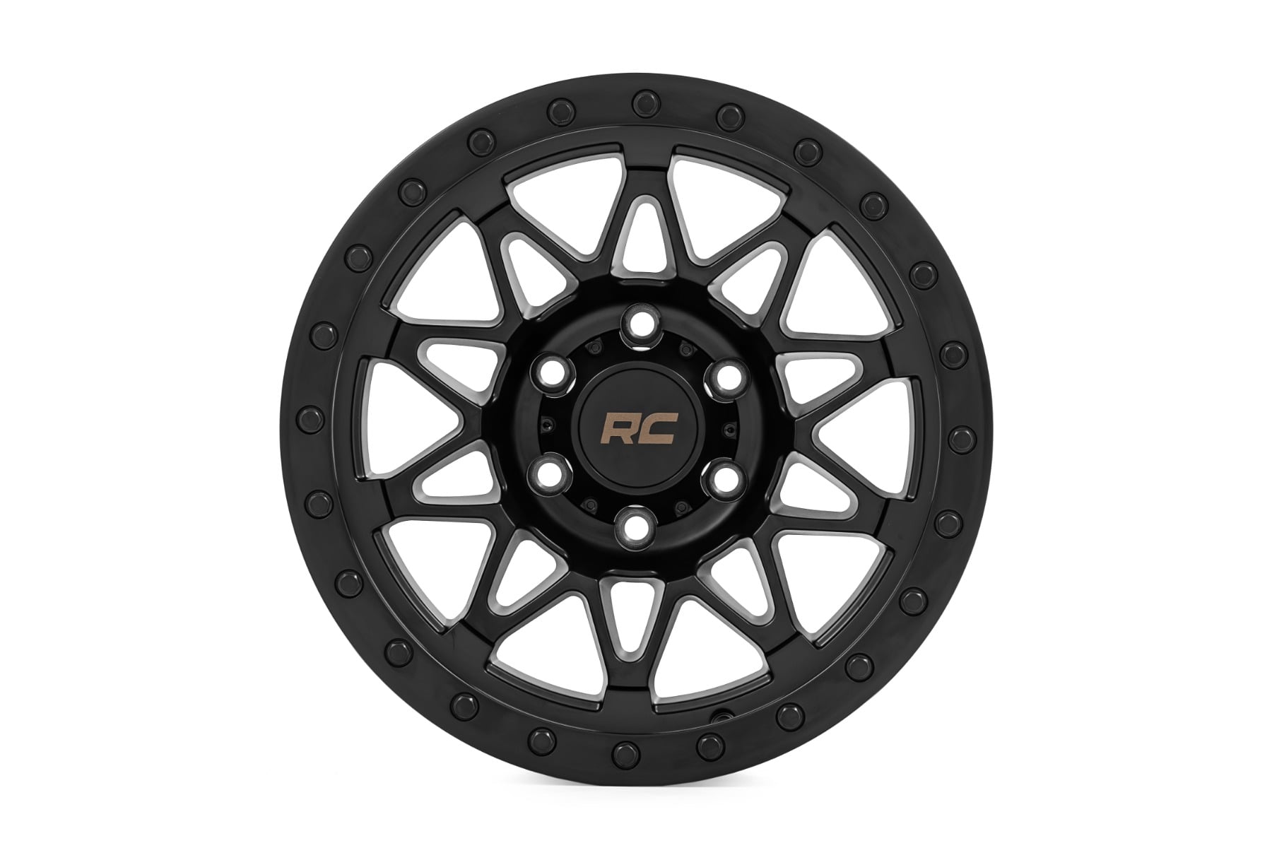 Rough Country 78 Series Wheel | Simulated Beadlock | Black | 17x8.5 | 5x4.5 | +0mm by Rough Country