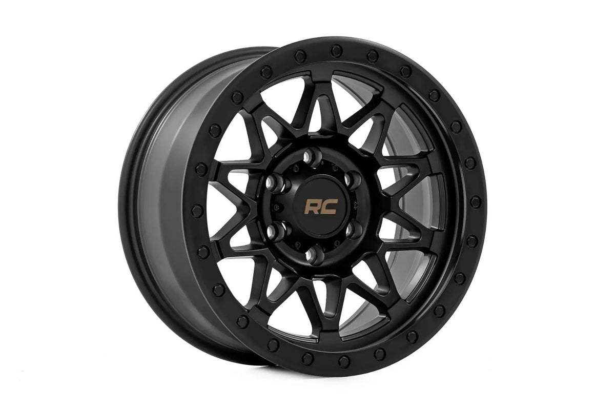 Rough Country 78 Series Wheel | Simulated Beadlock | Black | 18x9 | 5x5.5 | -12mm by Rough Country