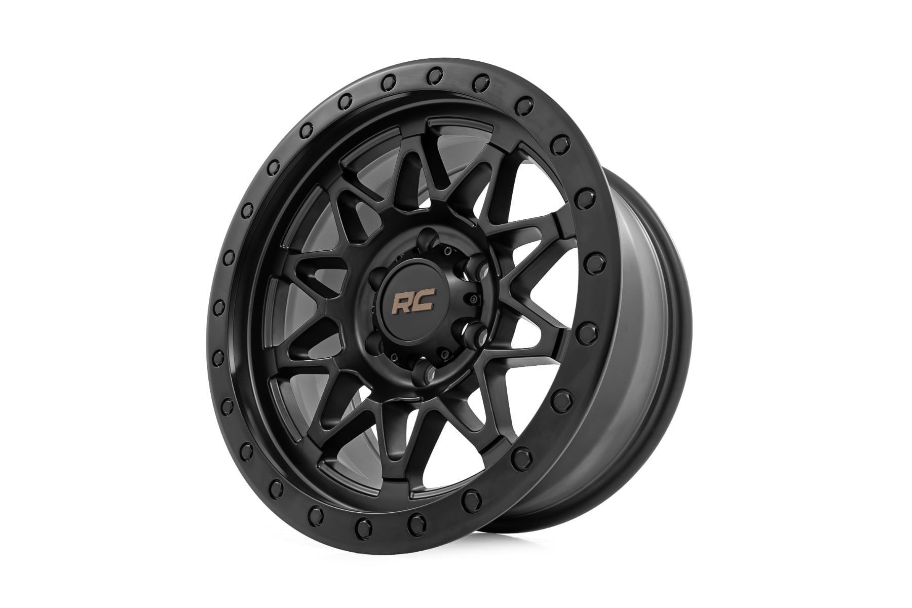 Rough Country 78 Series Wheel | Simulated Beadlock | Black | 18x9 | 5x5 | -12mm by Rough Country