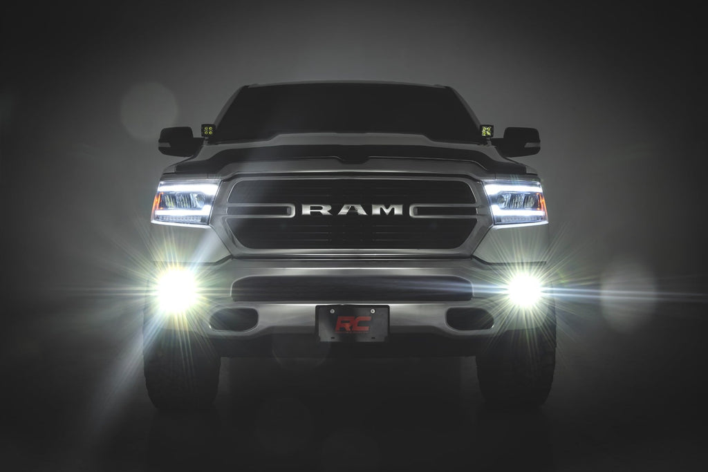 LED Fog Light Kit | 3.5 Inch Round Black Series | Amber DRL | Ram 1500 (2019-2024) by Rough Country