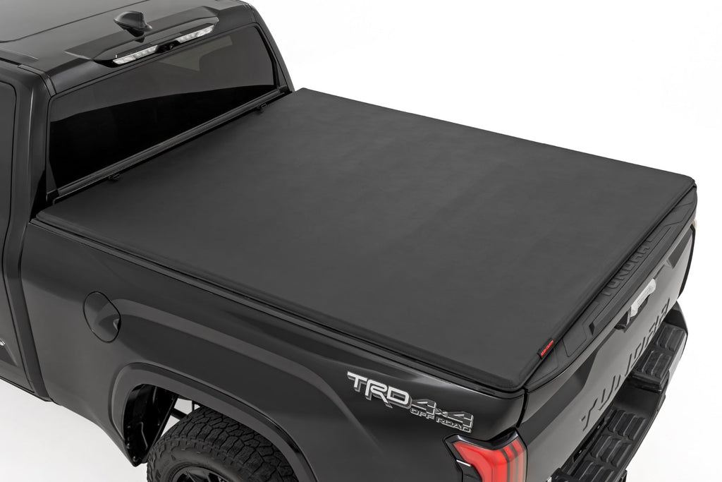 Soft Tri-Fold Bed Cover | With & W/O OE Rails | 6'7" Bed | Toyota Tundra (22-26) by Rough Country
