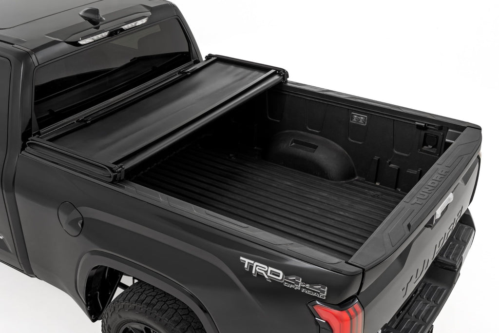 Soft Tri-Fold Bed Cover | With & W/O OE Rails | 6'7" Bed | Toyota Tundra (22-26) by Rough Country