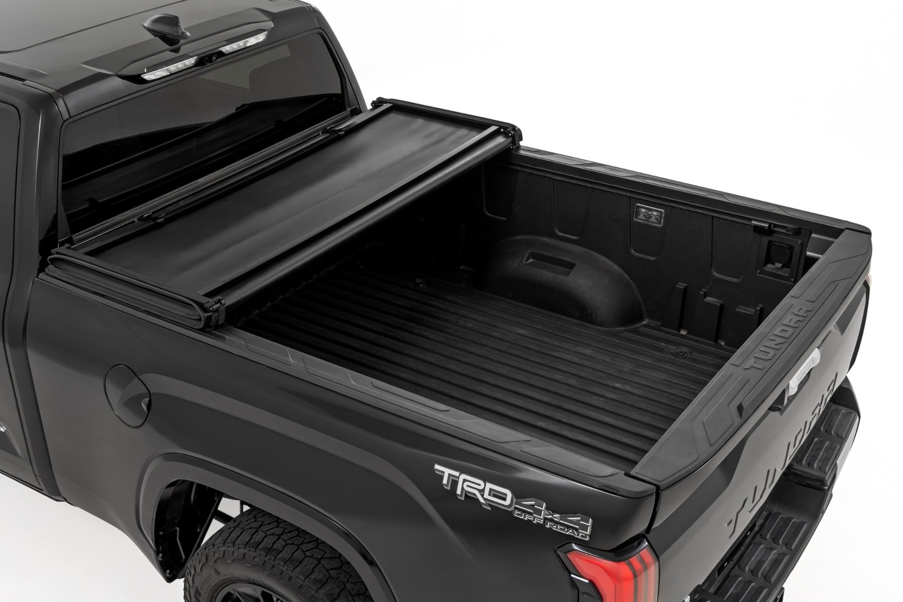 Soft Tri-Fold Bed Cover | With & W/O OE Rails | 6'7" Bed | Toyota Tundra (22-26) by Rough Country