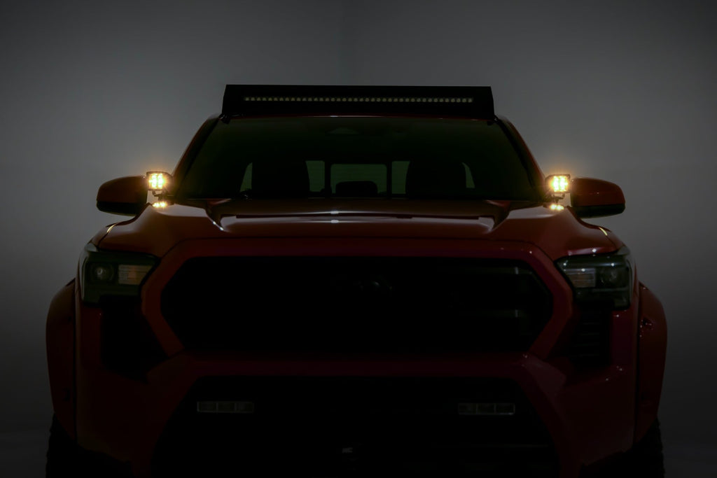 LED Light Kit | Ditch Mount | Black Series Round | 3.5 Inch | Amber DRL | Toyota Tacoma (24-26) by Rough Country