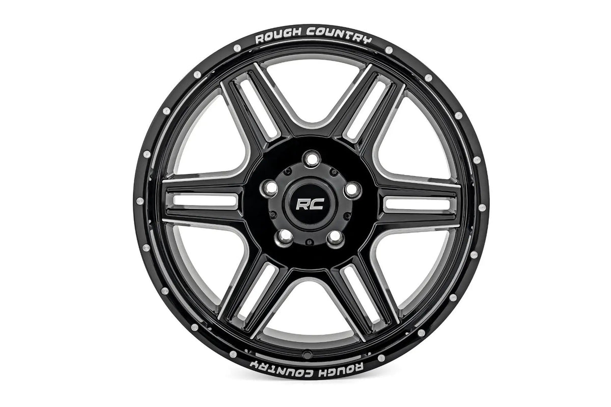 Rough Country 92 Series Wheel | Machined One-Piece | Gloss Black | 18x9 | 5x5 | +0mm by Rough Country