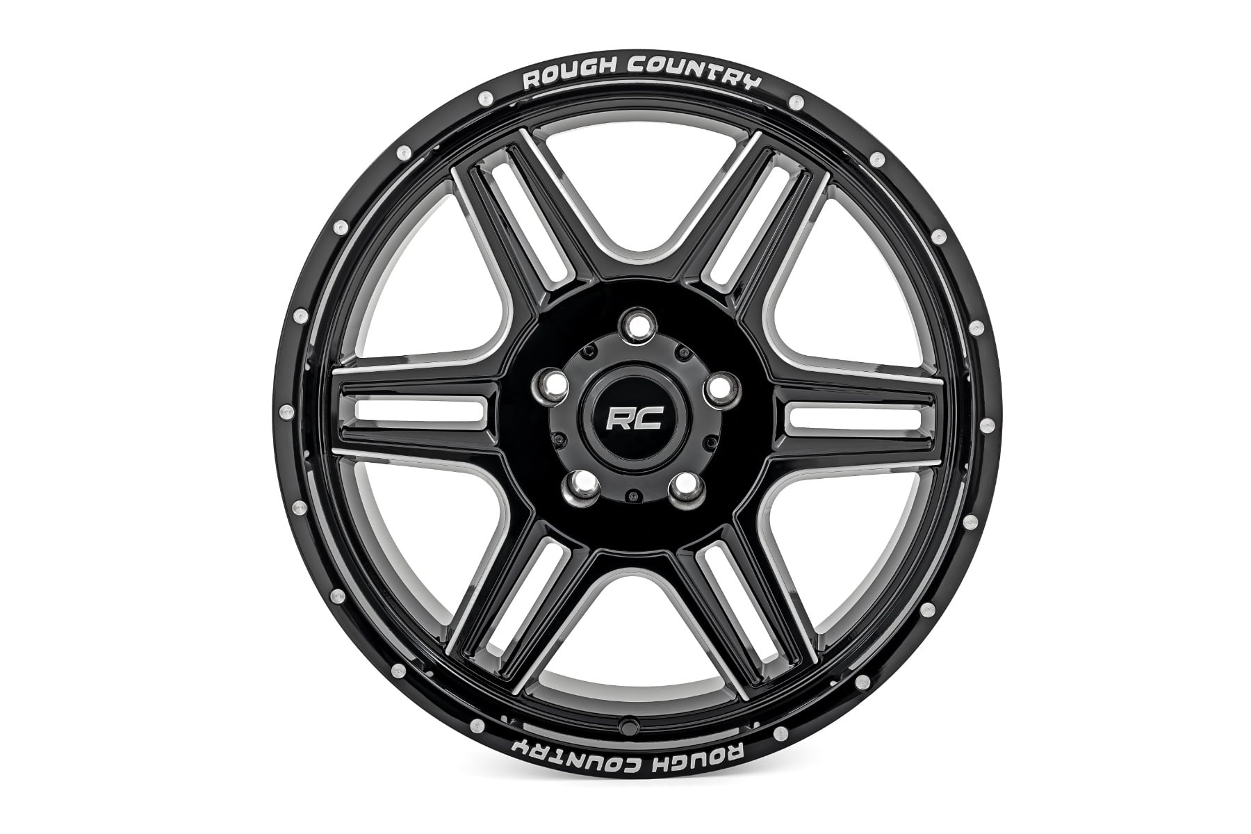Rough Country 92 Series Wheel | Machined One-Piece | Gloss Black | 18x9 | 6x135 | +0mm by Rough Country