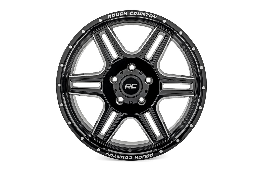 Rough Country 92 Series Wheel | Machined One-Piece | Gloss Black | 20x9 | 6x5.5 | +0mm by Rough Country