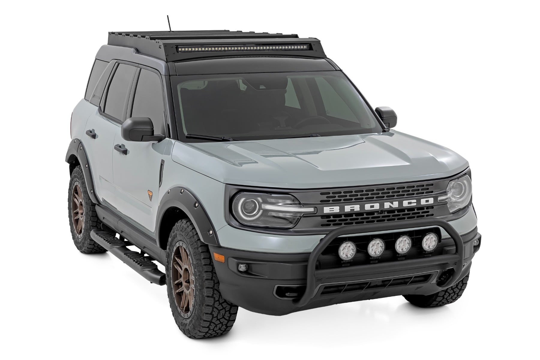 Nudge Bar | w/ Tow Hooks | 20 Inch Black Single Row LED | Ford Bronco Sport (21-24) by Rough Country