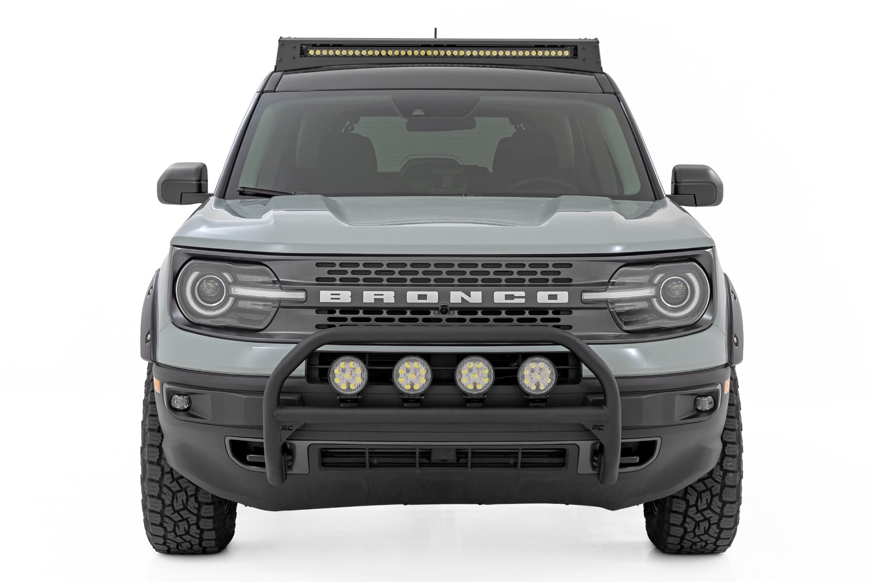 Nudge Bar | w/ Tow Hooks | 20 Inch BLK DRL Single Row LED | Ford Bronco Sport (21-24) by Rough Country