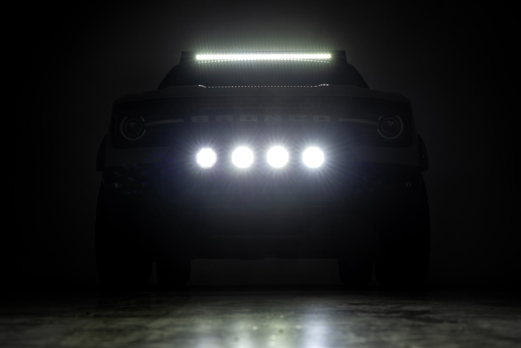 Nudge Bar | w/ Tow Hooks | 4 Inch Round Led (x4) | Ford Bronco Sport (21-24) by Rough Country