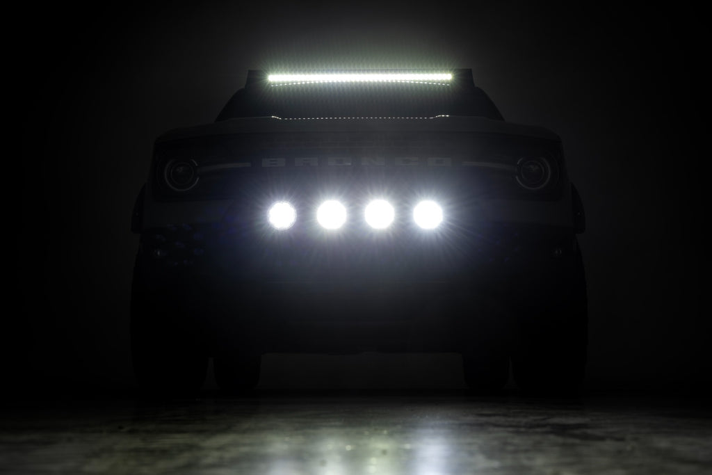 Nudge Bar | w/ Tow Hooks | 20 Inch BLK DRL Single Row LED | Ford Bronco Sport (21-24) by Rough Country