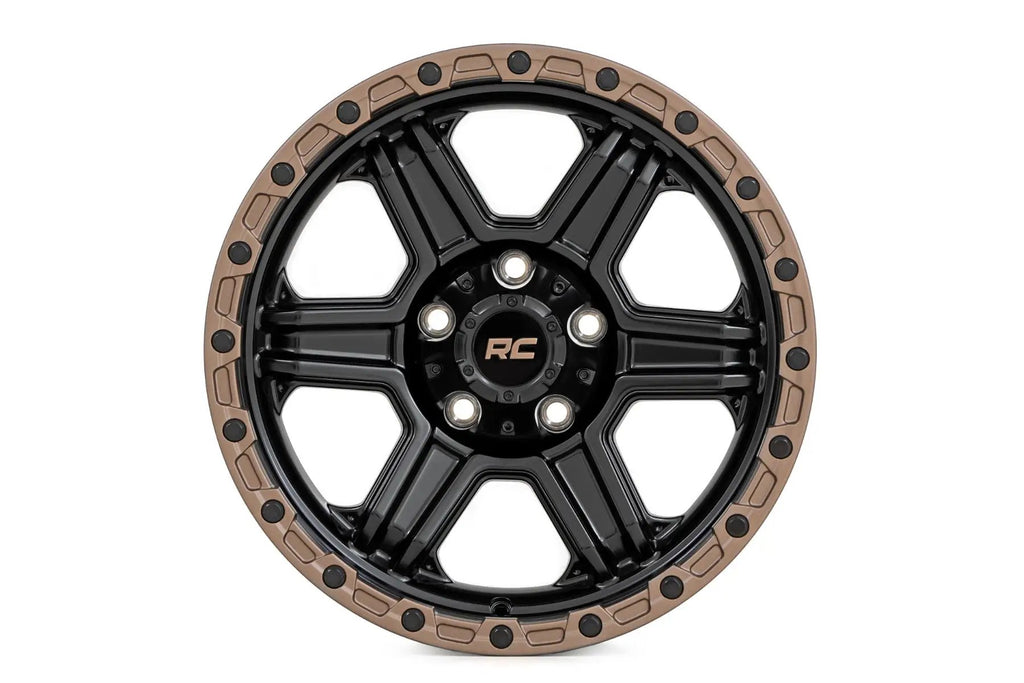 Rough Country 79 Series Wheel | One-Piece | Semi Gloss Black w/Bronze Ring | 17x8.5 | 5x5 | 0mm by Rough Country