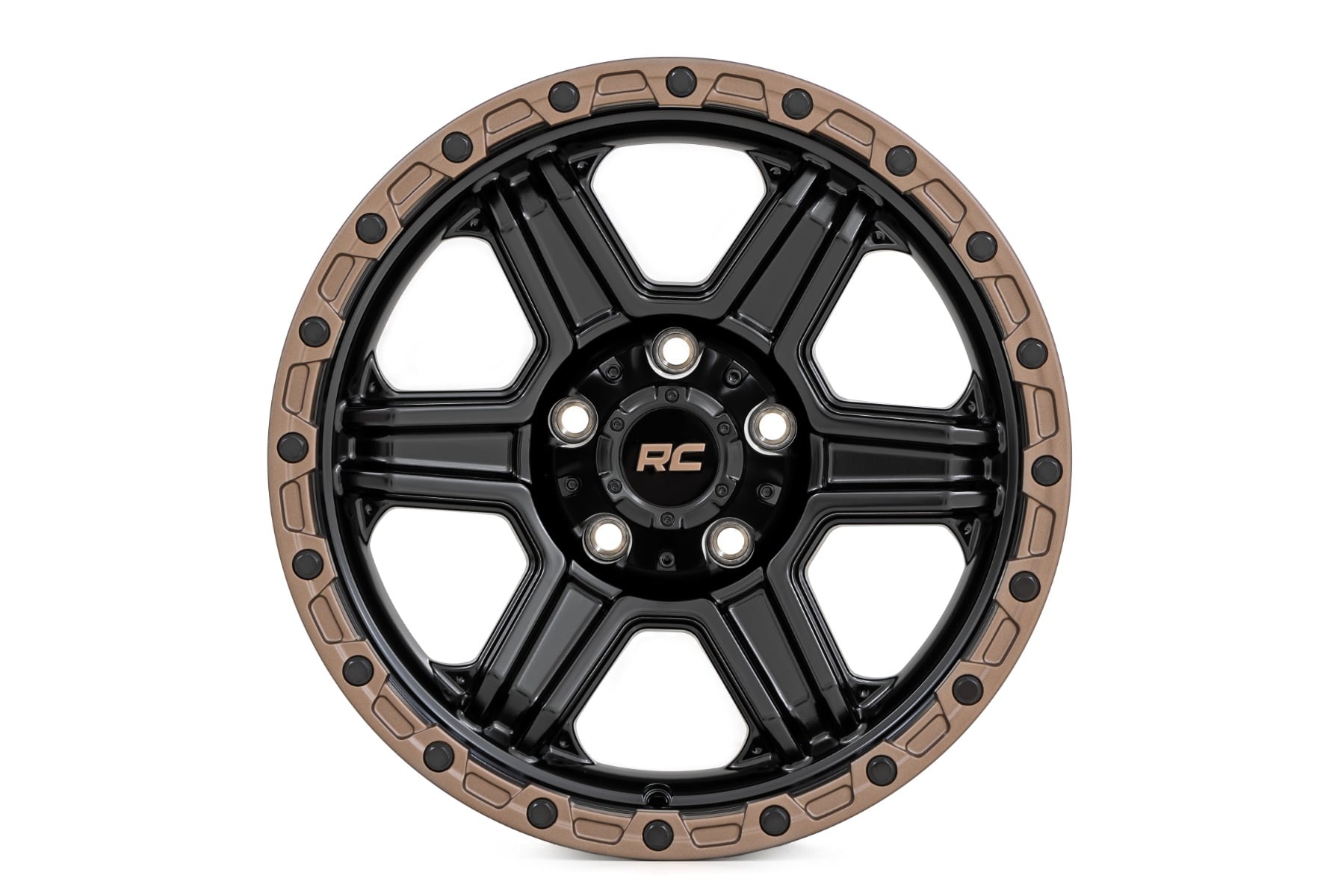 Rough Country 79 Series Wheel | One-Piece | Semi Gloss Black w/Bronze Ring | 17x8.5 | 5x5 | 0mm by Rough Country