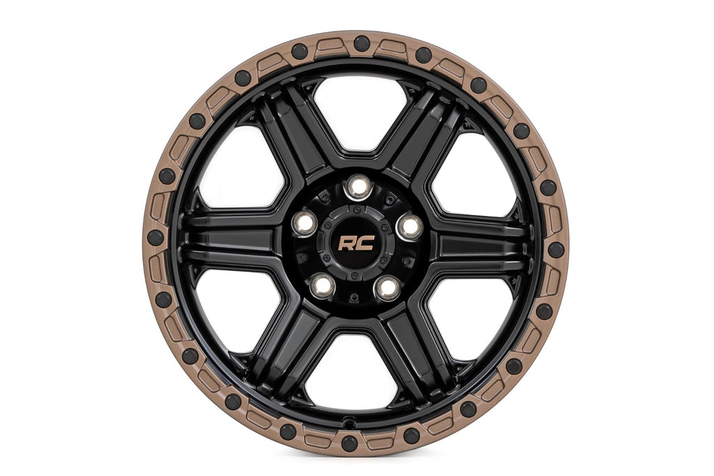 Rough Country 79 Series Wheel | One-Piece | Semi Gloss Black w/Bronze Ring | 18x9 | 5x5.5 | -12mm by Rough Country
