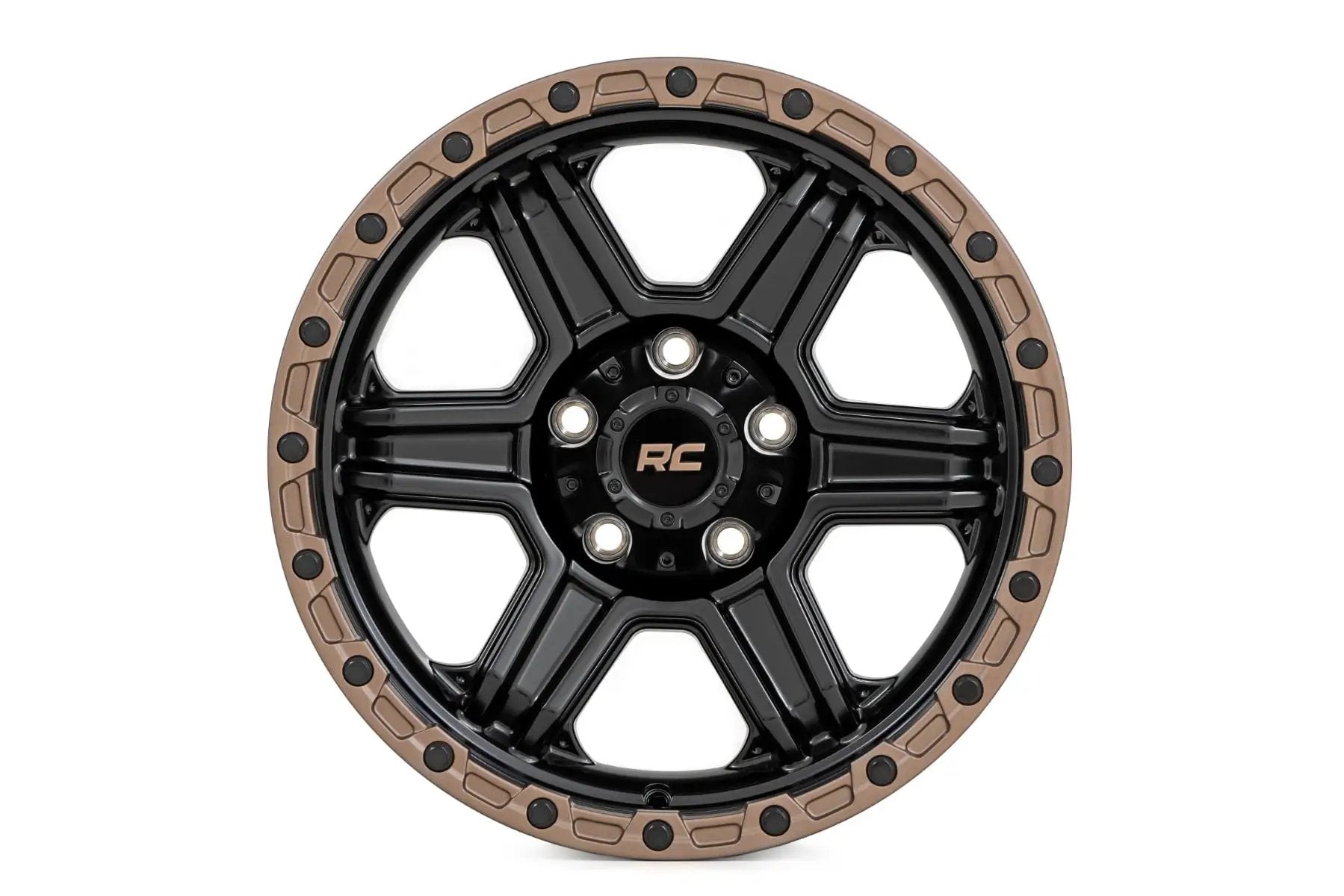 Rough Country 79 Series Wheel | One-Piece | Semi Gloss Black w/Bronze Ring | 17x8.5 | 6x135 | 0mm by Rough Country