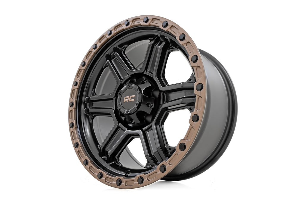 Rough Country 79 Series Wheel | One-Piece | Semi Gloss Black w/Bronze Ring | 15x8 | 5x5.5 | -19mm by Rough Country