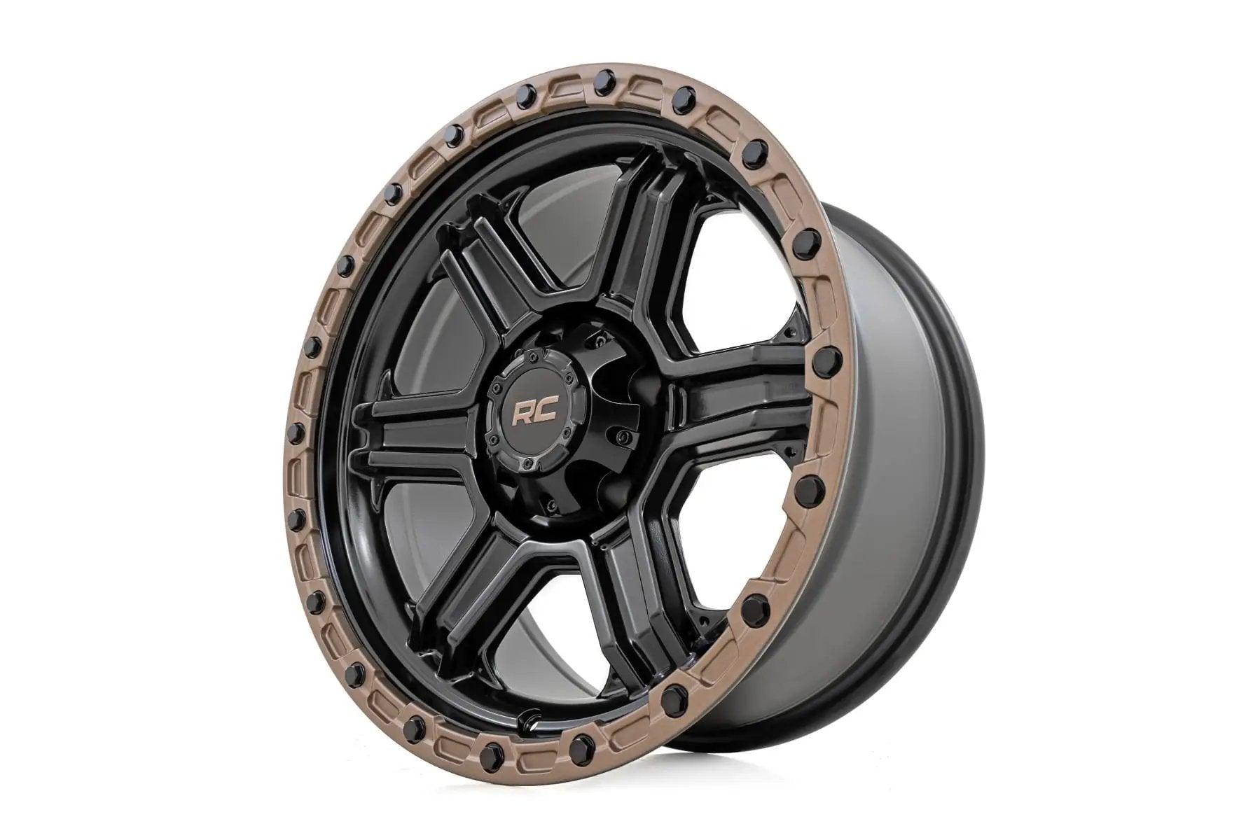 Rough Country 79 Series Wheel | One-Piece | Semi Gloss Black w/Bronze Ring | 17x8.5 | 5x4.5 | 0mm by Rough Country