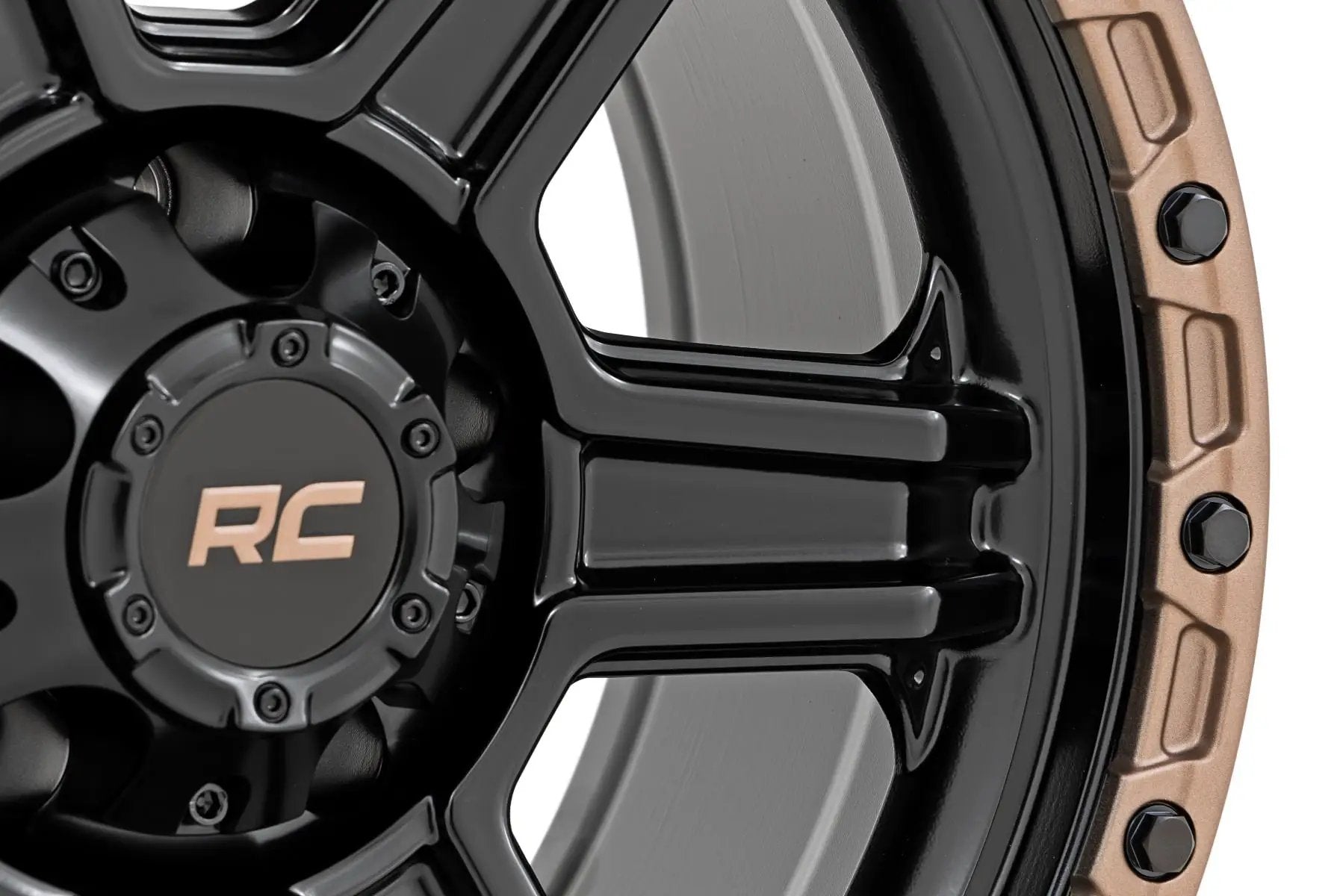 Rough Country 79 Series Wheel | One-Piece | Semi Gloss Black w/Bronze Ring | 17x8.5 | 5x4.5 | 0mm by Rough Country