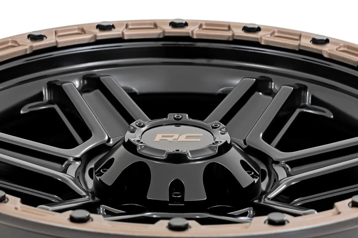 Rough Country 79 Series Wheel | One-Piece | Semi Gloss Black w/Bronze Ring | 18x9 | 6x5.5 | -12mm by Rough Country