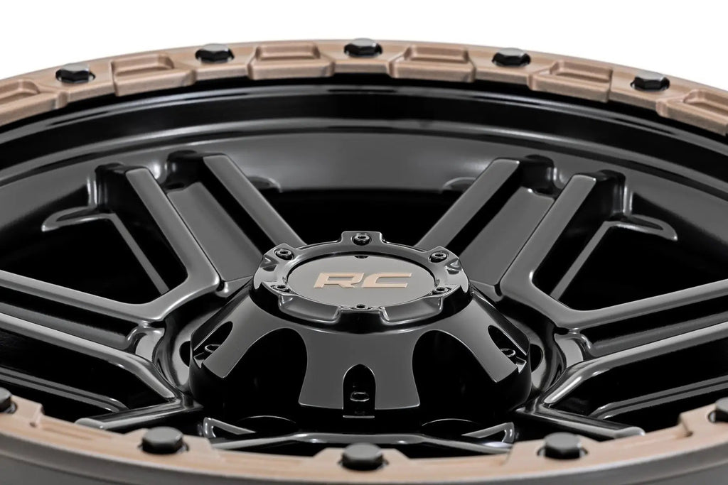 Rough Country 79 Series Wheel | One-Piece | Semi Gloss Black w/Bronze Ring | 15x8 | 5x5.5 | -19mm by Rough Country