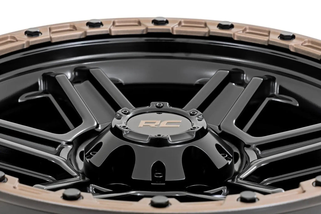 Rough Country 79 Series Wheel | One-Piece | Semi Gloss Black w/Bronze Ring | 17x8.5 | 6x5.5 | 0mm by Rough Country