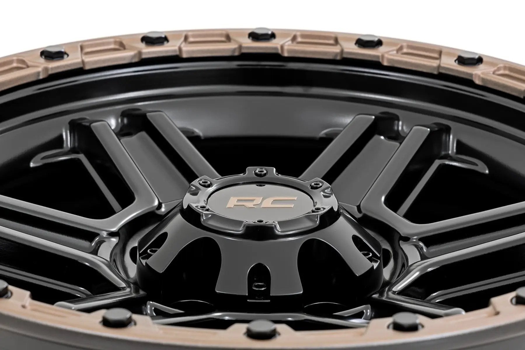 Rough Country 79 Series Wheel | One-Piece | Semi Gloss Black w/Bronze Ring | 18x9 | 5x5.5 | -12mm by Rough Country