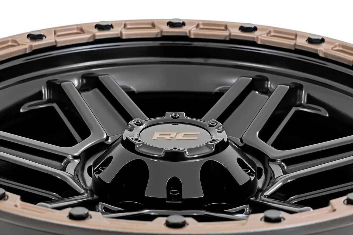 Rough Country 79 Series Wheel | One-Piece | Semi Gloss Black w/Bronze Ring | 17x8.5 | 6x135 | 0mm by Rough Country
