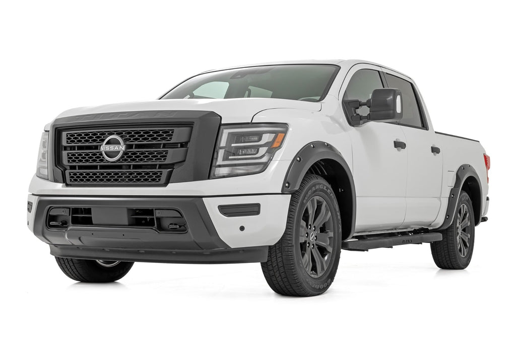 Pocket Fender Flares | Crew Cab | W/O Emblem | Gloss Black | Nissan Titan (17-24) by Rough Country