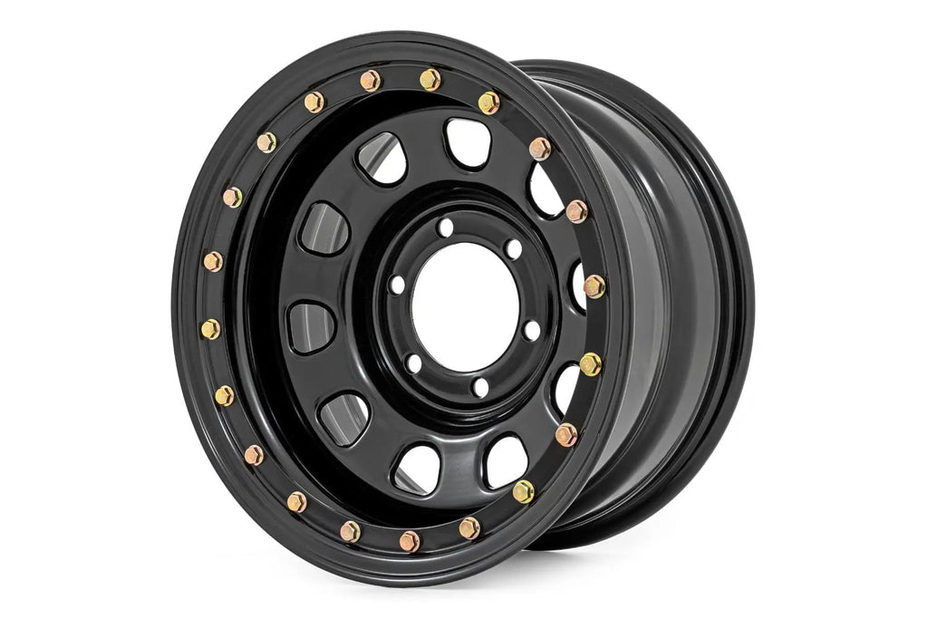 Steel Simulated Beadlock Wheel | Black | 15x8 | 5x4.5 | 3.30 Bore | -19 by Rough Country
