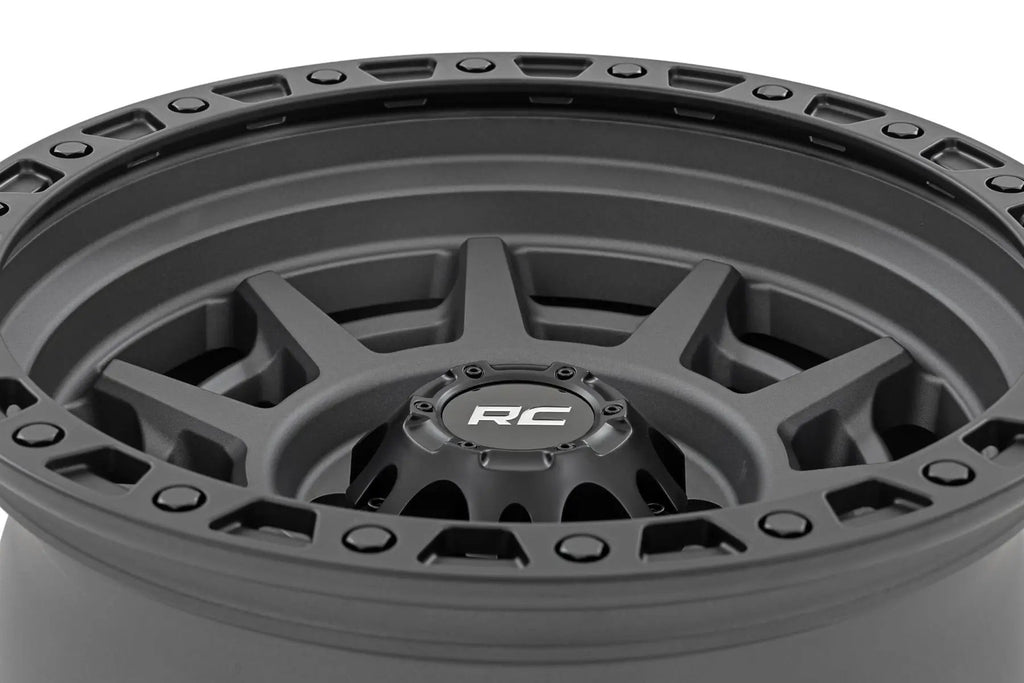 Rough Country 85 Series Wheel | Simulated Beadlock | Gunmetal Gray/Black | 17x9 | 6x5.5 | -12mm by Rough Country